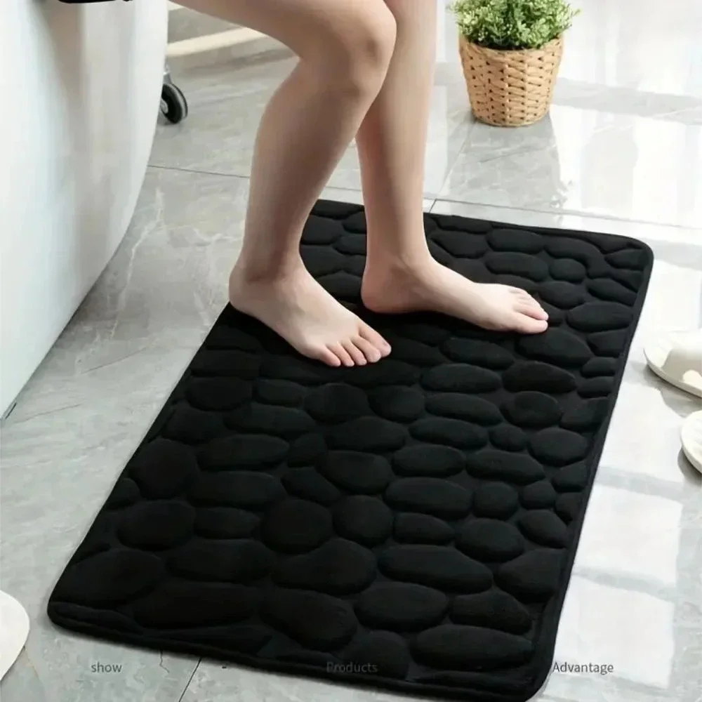 Memory Foam Cobblestone Embossed Bath Rug Mat